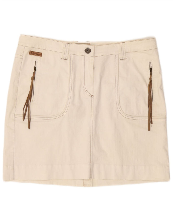 MARLBORO CLASSICS Γυναικεία Μίνι Ψηλόμεση Φούστα EU 50 3XL W36 Λευκό βαμβακερό