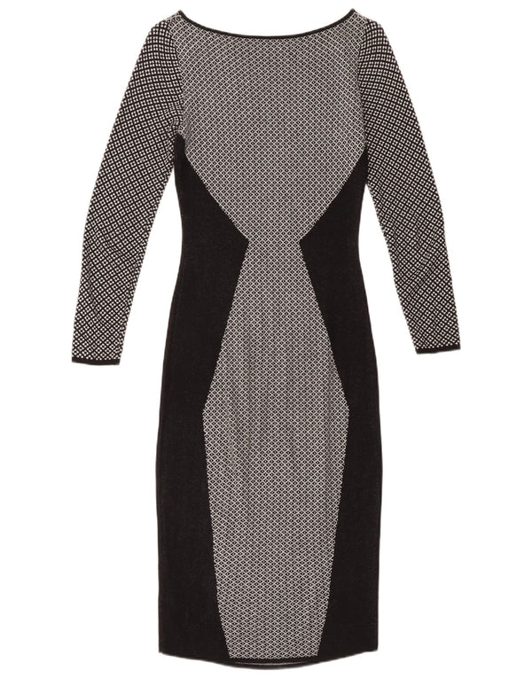 Γυναικείο Bodycon Φόρεμα Oasis UK 4 XS Γκρι γεωμετρικό βαμβάκι