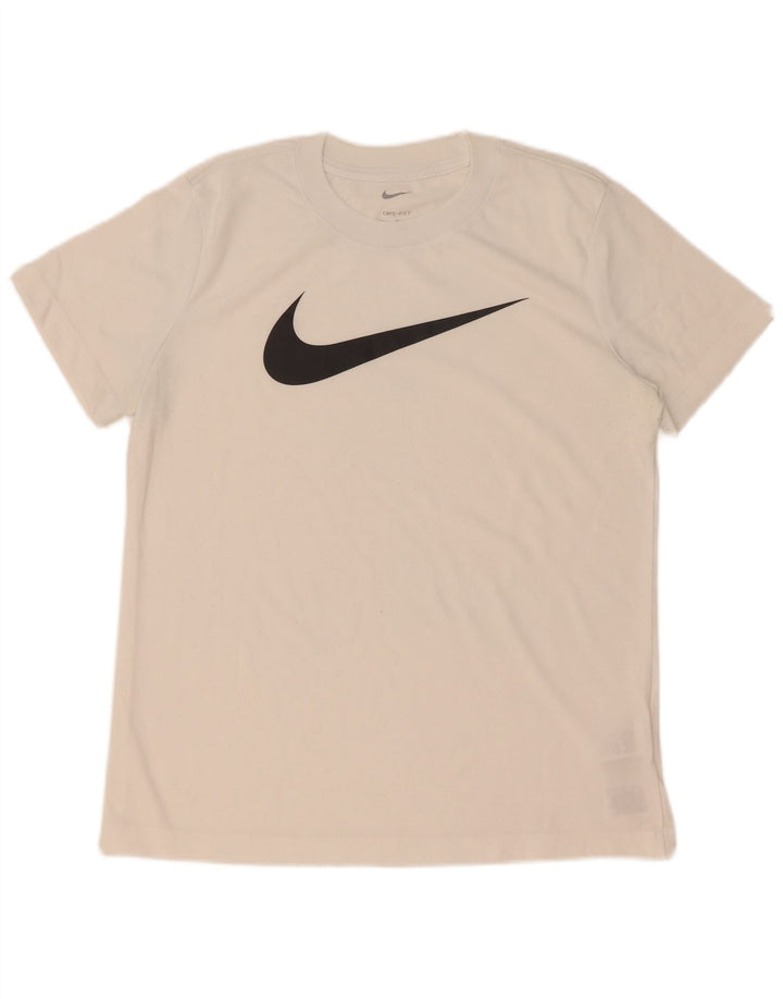Ανδρικό γραφικό μπλουζάκι Nike Dri Fit, μεσαίο λευκό πολυεστέρας