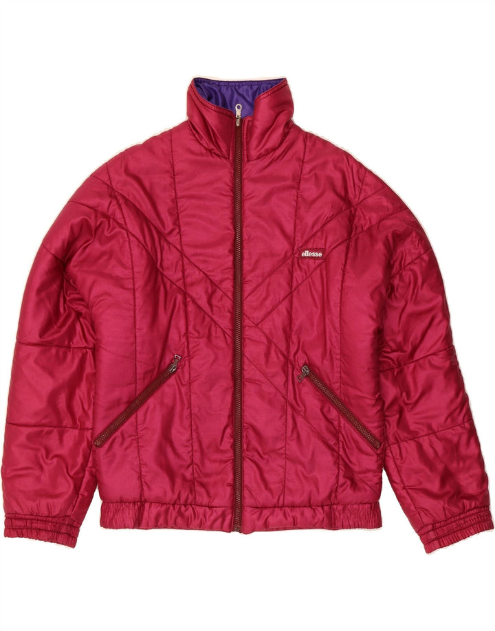 ELLESSE Womens Padded Reversible Jacket EU 38 Medium Burgundy Colourblock Vintage Ellesse and Second-Hand Ellesse from Messina Hembry 