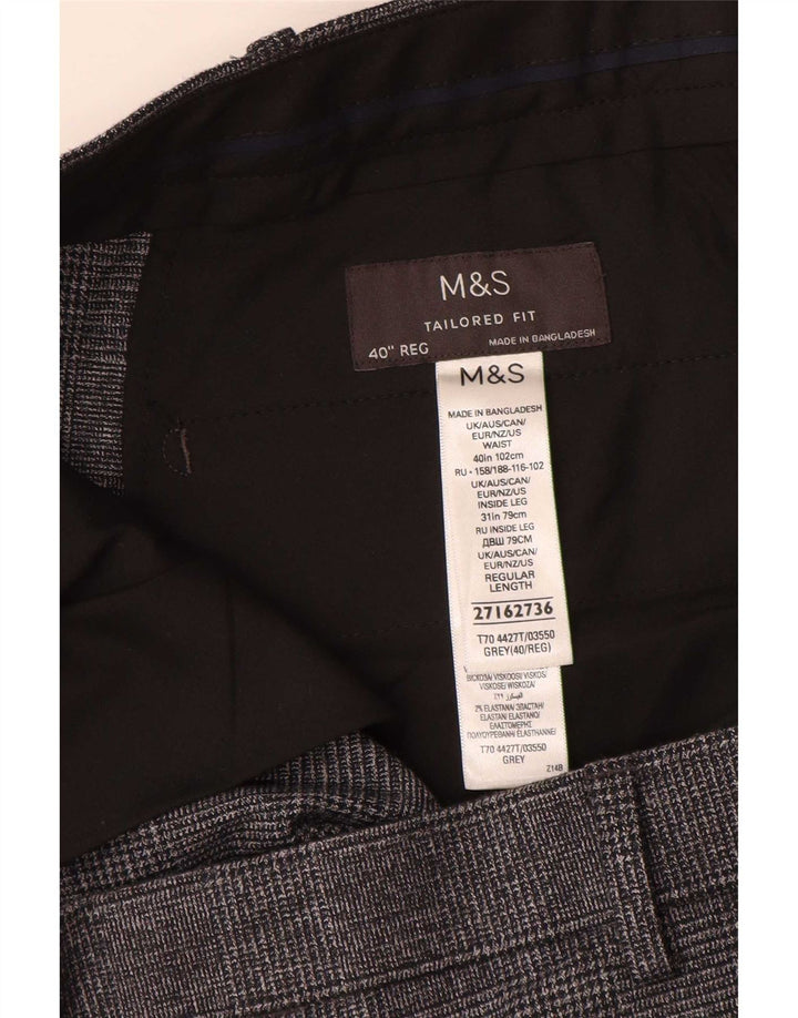 Marks & Spencer Ανδρική ίσια φόρμα παντελόνι W40 L31 Grey Check