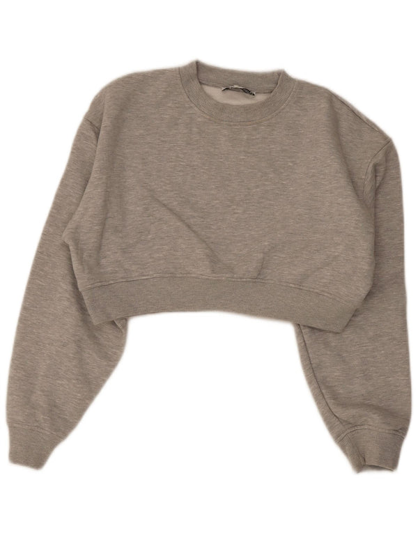 Zara Γυναικεία φούτερ Crop Jumper UK 14 Medium Grey Polyester