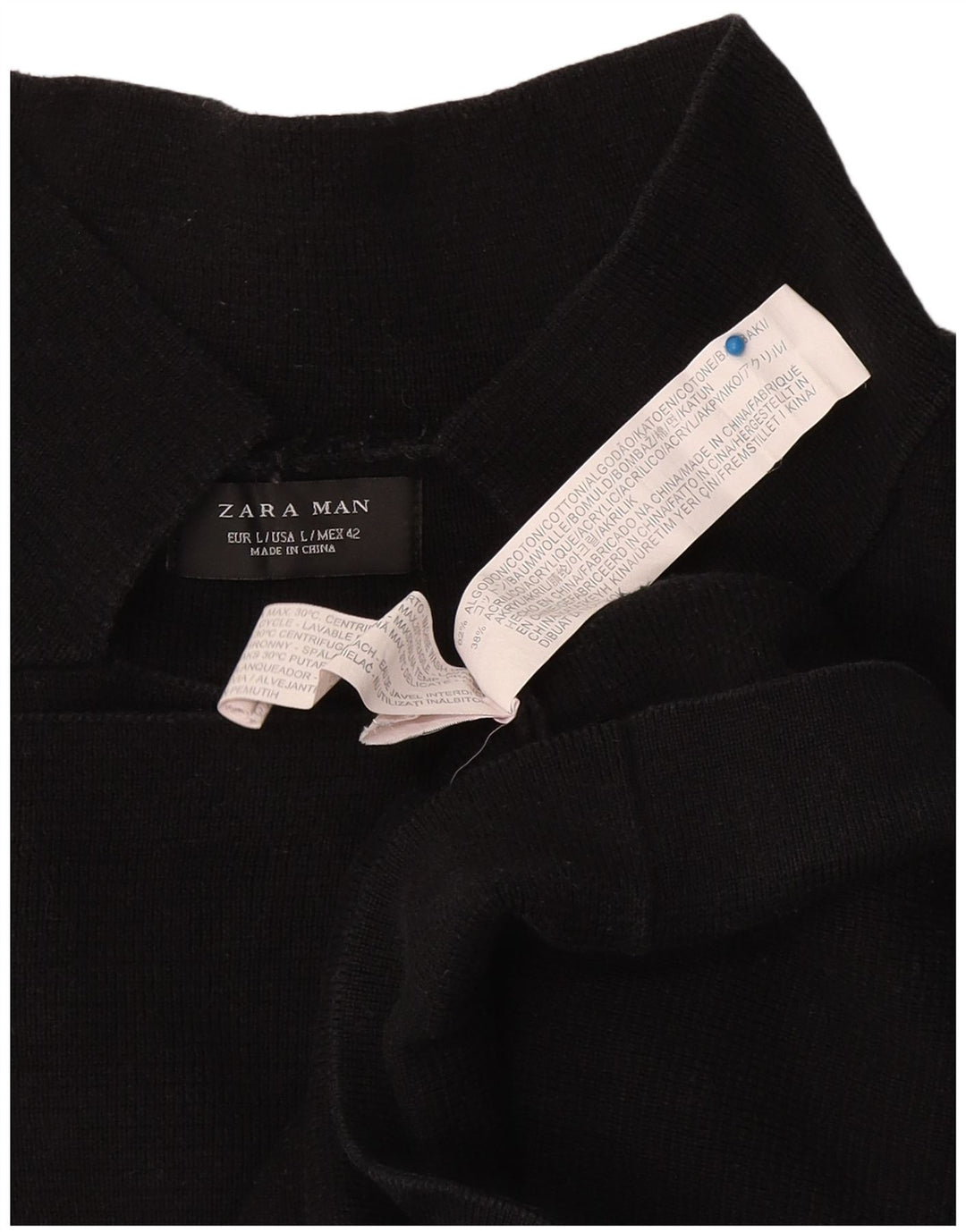 Ανδρικό πουλόβερ Zara Ζακέτα μεγάλο μαύρο βαμβακερό