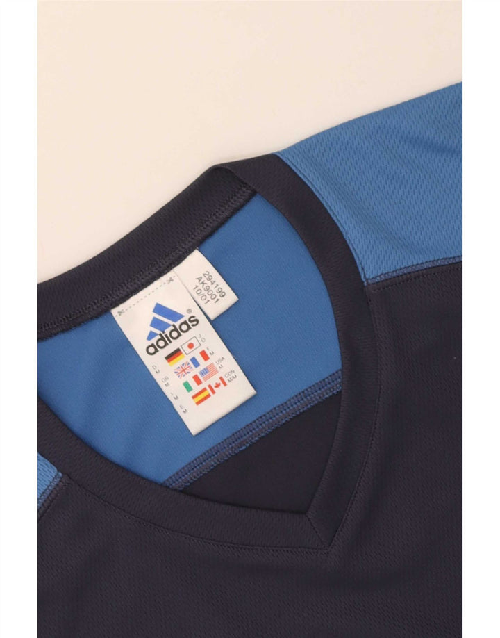Ανδρικό γραφικό τοπ Adidas Climalite με μακρυμάνικο μεσαίο μπλε ναυτικό χρώμα