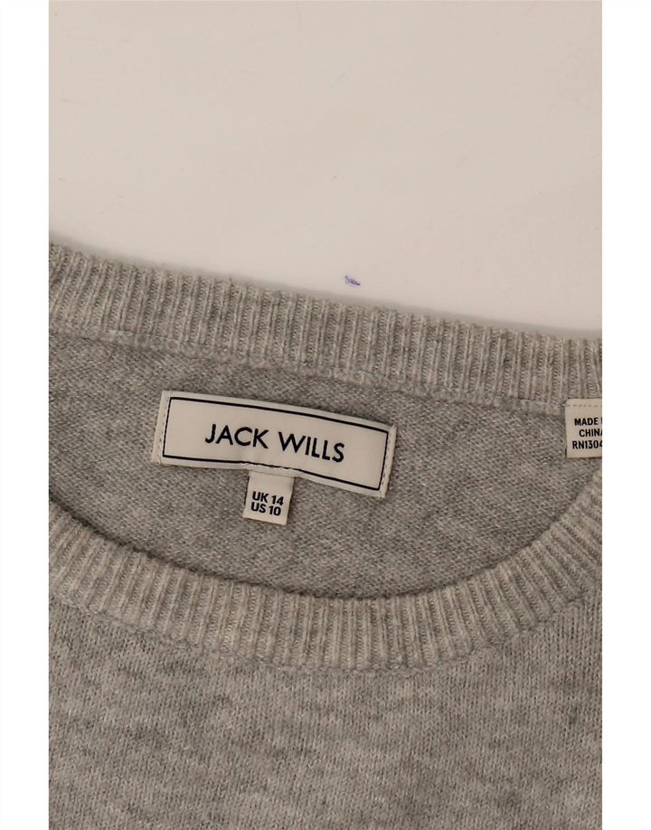 JACK WILLS Womens Oversized Boat Neck Jumper Sweater UK 14 Medium Grey Vintage Jack Wills and Second-Hand Jack Wills from Messina Hembry 
