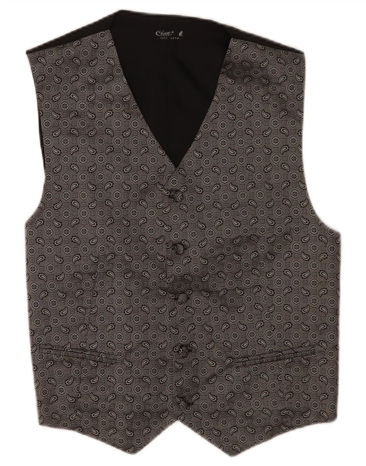 Vintage ανδρικό γιλέκο Small Grey Paisley Silk