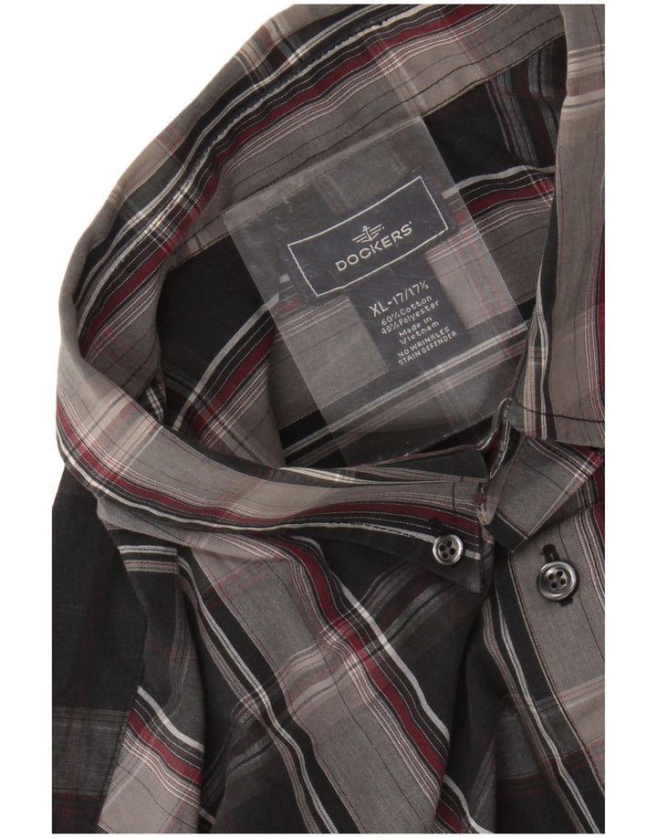Ανδρικό πουκάμισο DOCKERS Μέγεθος 17 1/2 XL Black Check Cotton