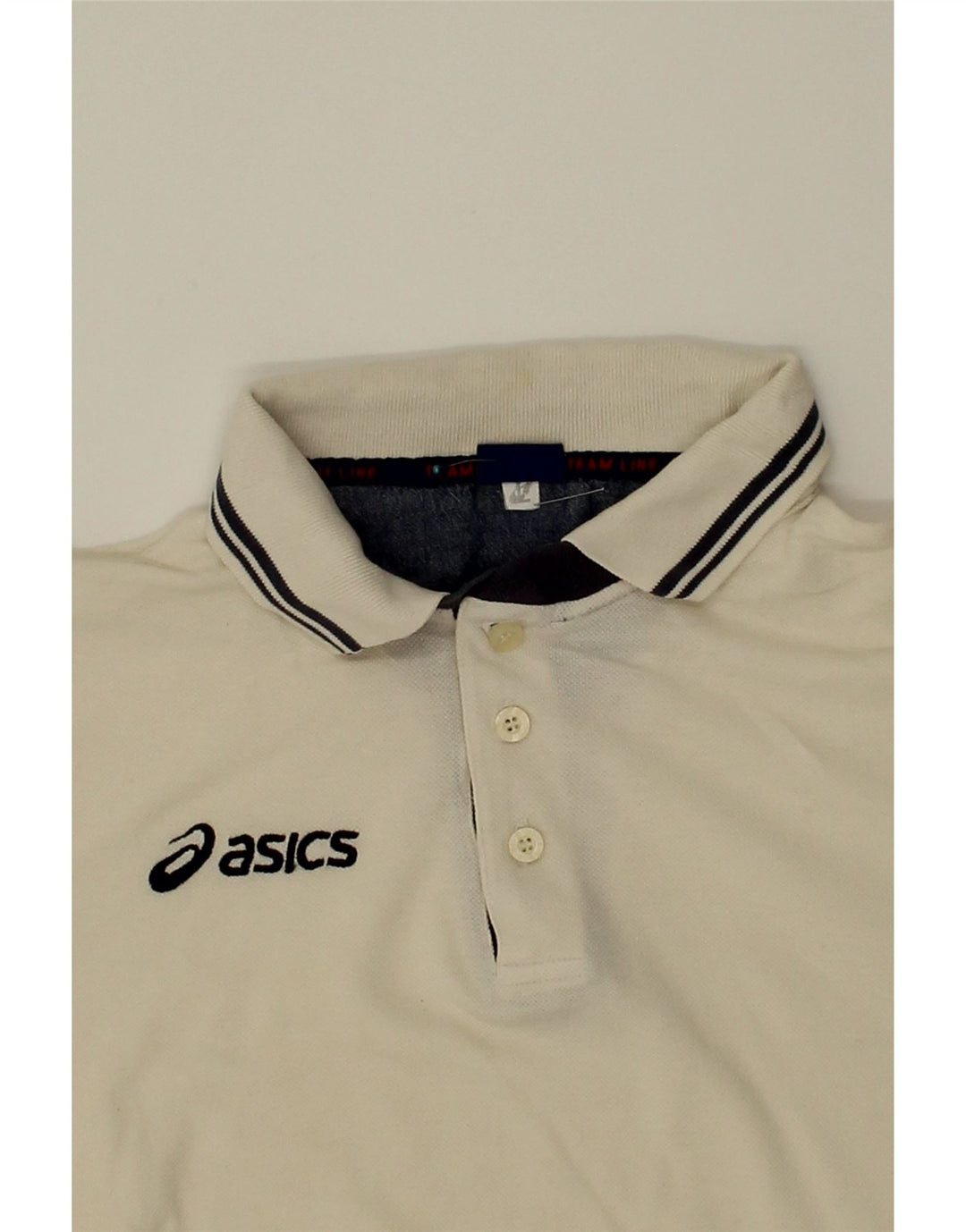 ASICS Mens Polo Shirt Large Off White Vintage Asics and Second-Hand Asics from Messina Hembry 