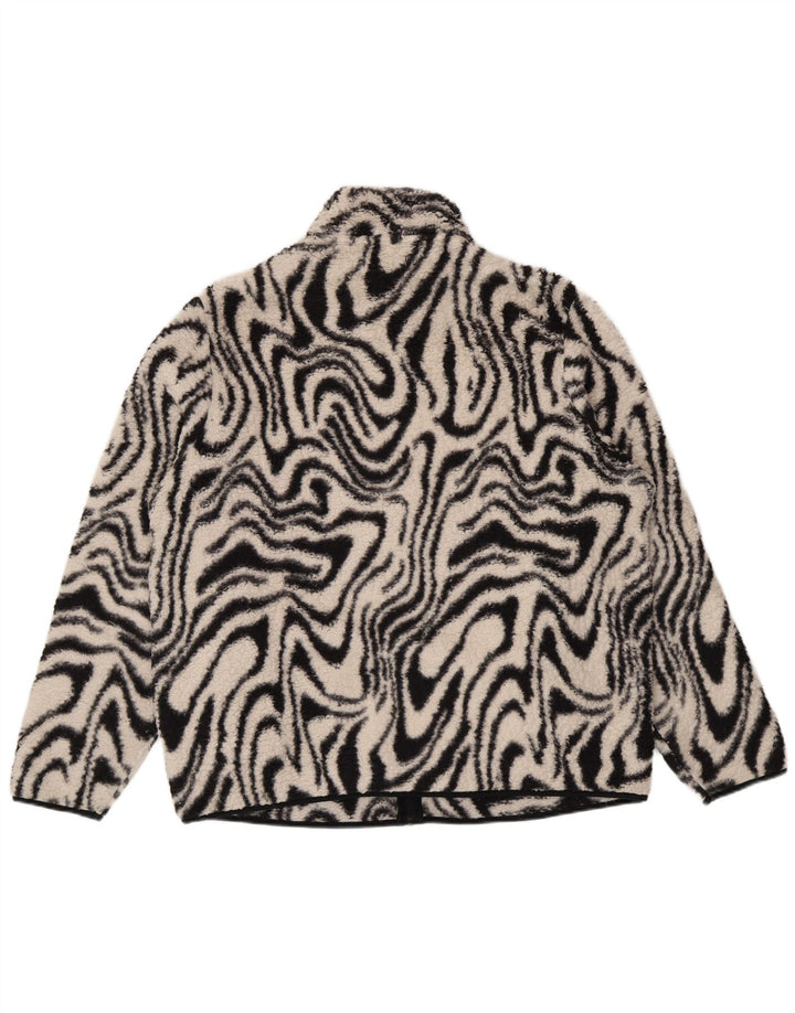 Vintage Γυναικείο Abstract Pattern Oversized Fleece Jacket UK 18 XL Μαύρο