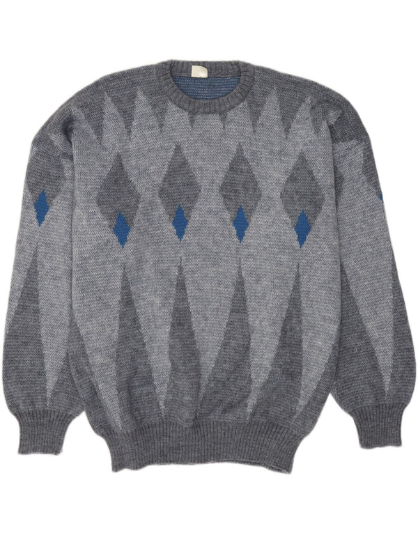 Ανδρικό πουλόβερ VOGUE Crew Neck Jumper Μεγάλο Γκρι Argyle/Diamond Wool