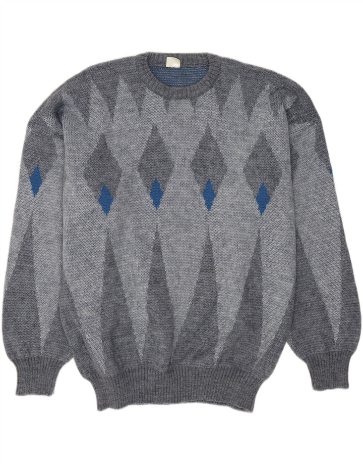 Ανδρικό πουλόβερ VOGUE Crew Neck Jumper Μεγάλο Γκρι Argyle/Diamond Wool