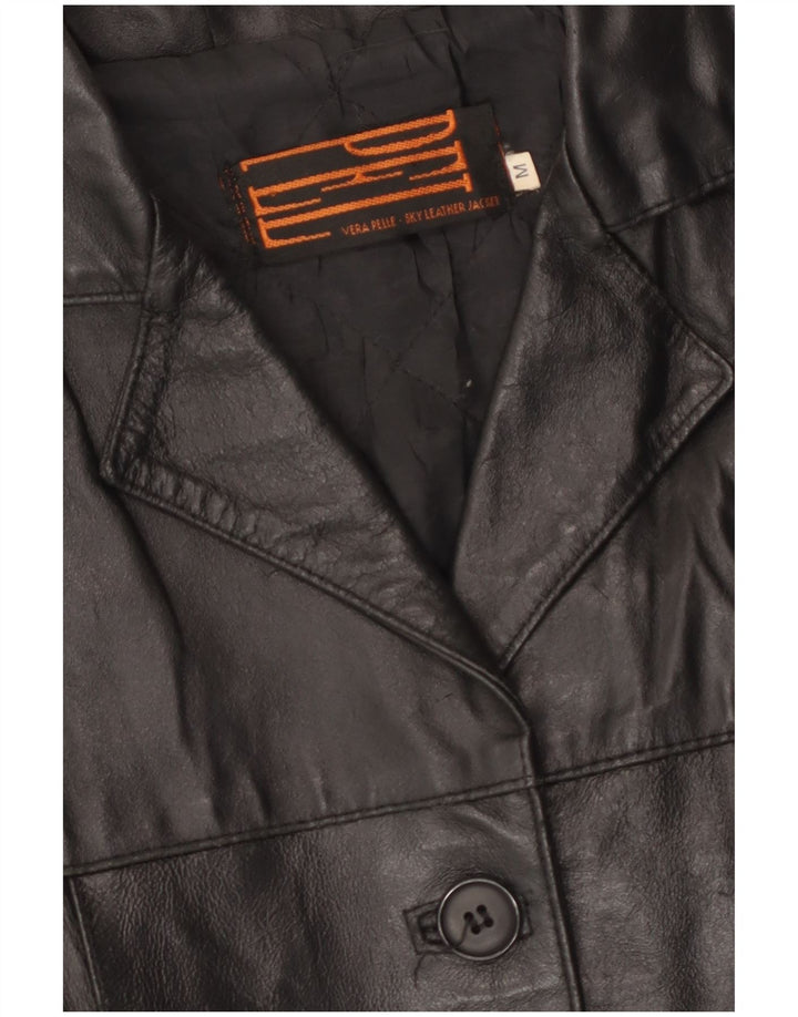 Vintage Γυναικείο Δερμάτινο Μπουφάν UK 14 Medium Black Leather