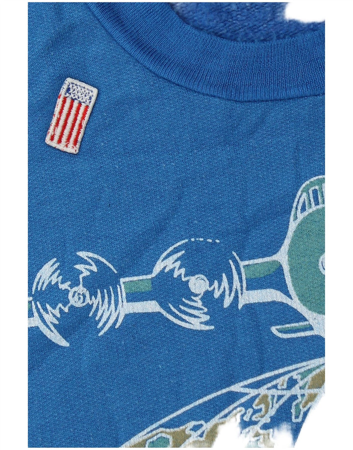 Vintage ανδρικό γραφικό φούτερ Jumper Large Blue