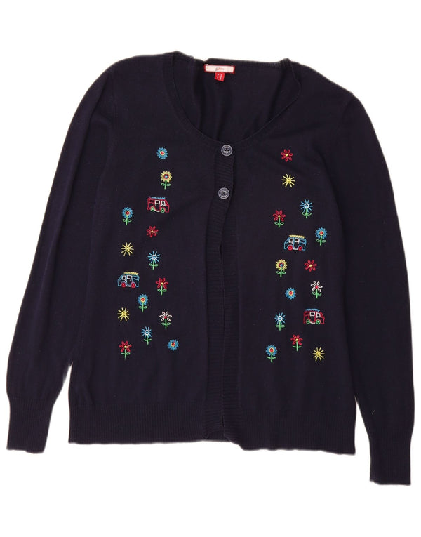 Joe Browns Γυναικείο πουλόβερ γραφικών ζακέτα UK 12 Medium Navy Blue Floral