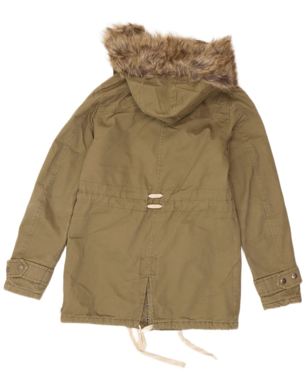 Γυναικείο Animal Hooded Parka Jacket UK 6 XS Khaki Cotton