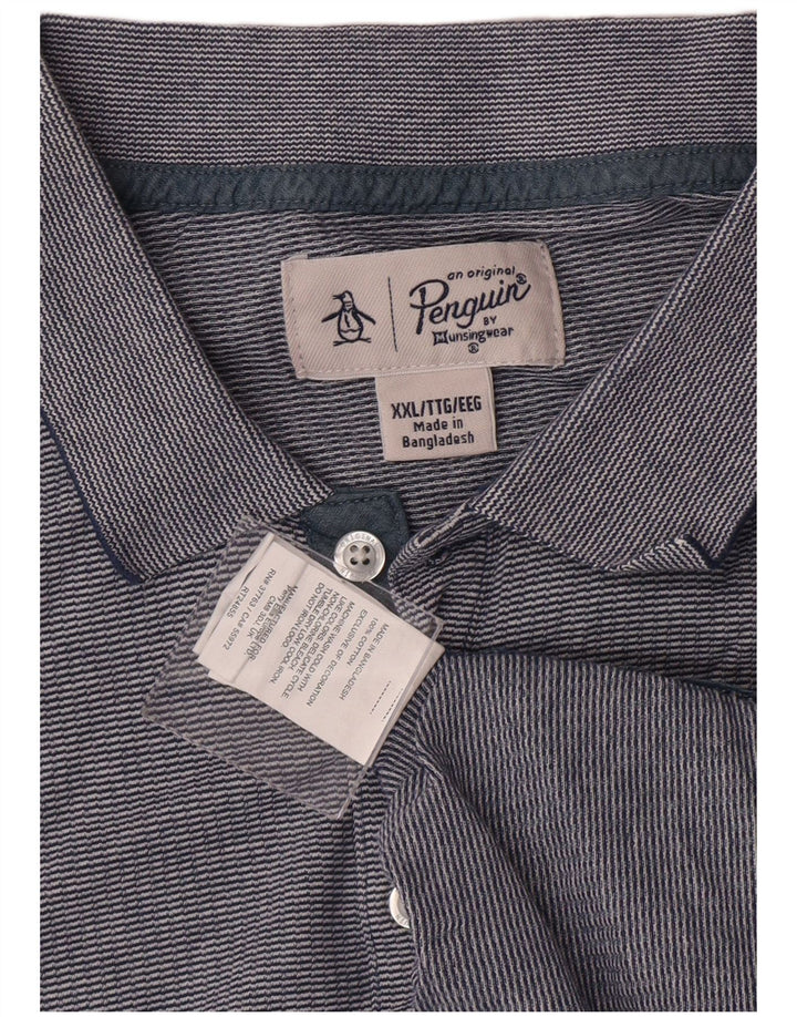 Ανδρικό μπλουζάκι πόλο PENGUIN 2XL μπλε ριγέ βαμβακερό Classic