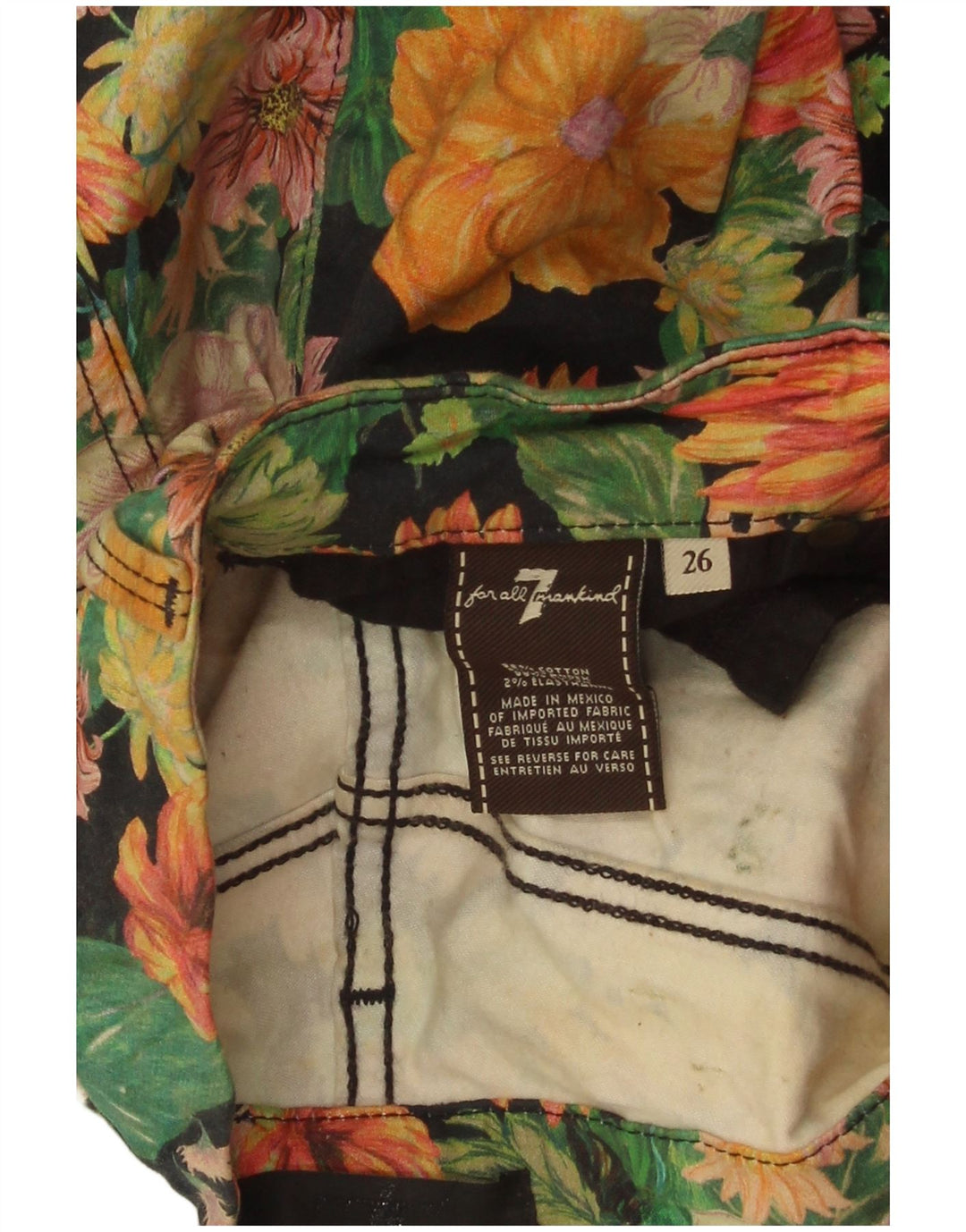 7 FOR ALL MANKIND Γυναικείο Cropped Jeans W26 L24 Πολύχρωμο Floral