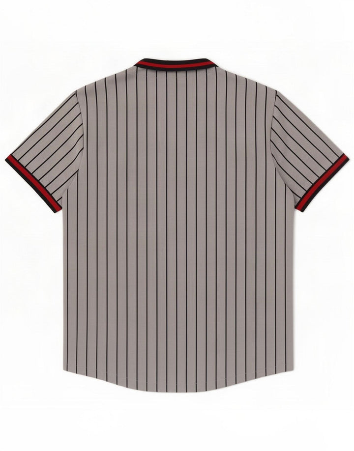 Jack & Jones Mens Short Sleeve Shirt Small Grey Striped Polyester