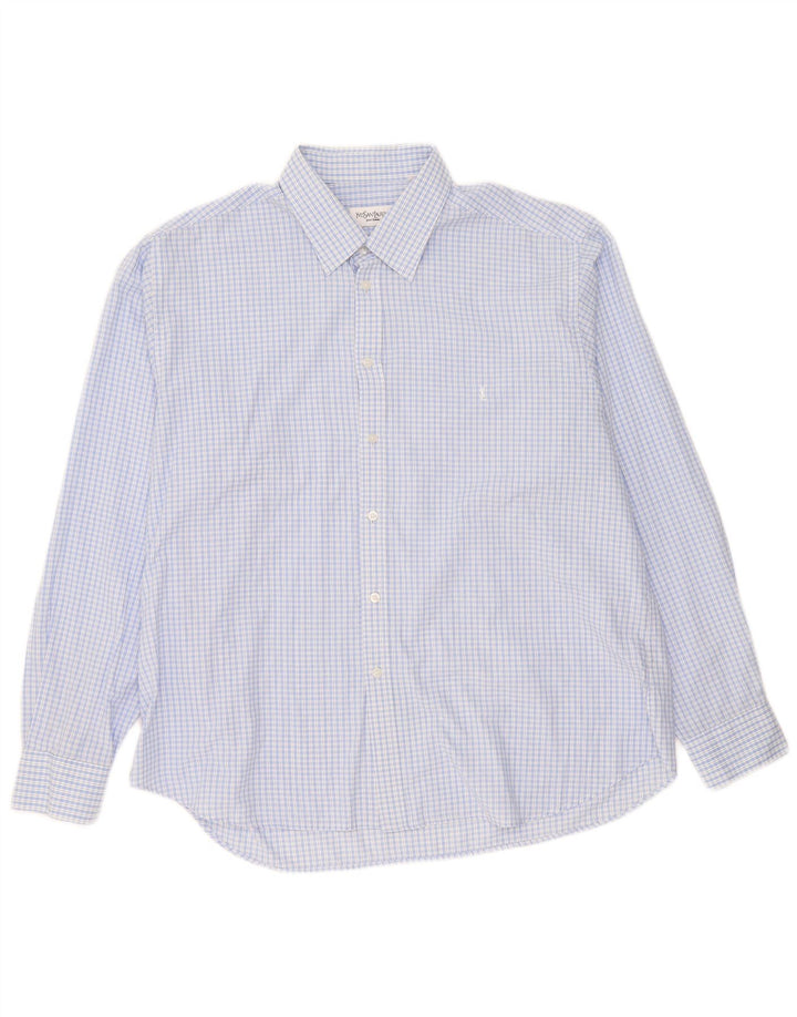 Ανδρικό πουκάμισο Yves Saint Laurent 2XL Blue Check Cotton