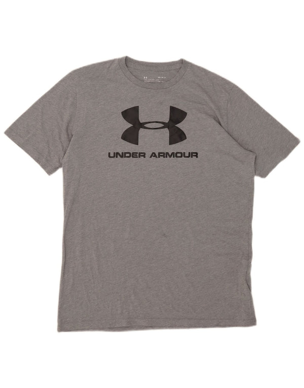 Γραφικό μπλουζάκι ανδρικό UNDER Armour Heat Gear Top Μεσαίο γκρι βαμβακερό