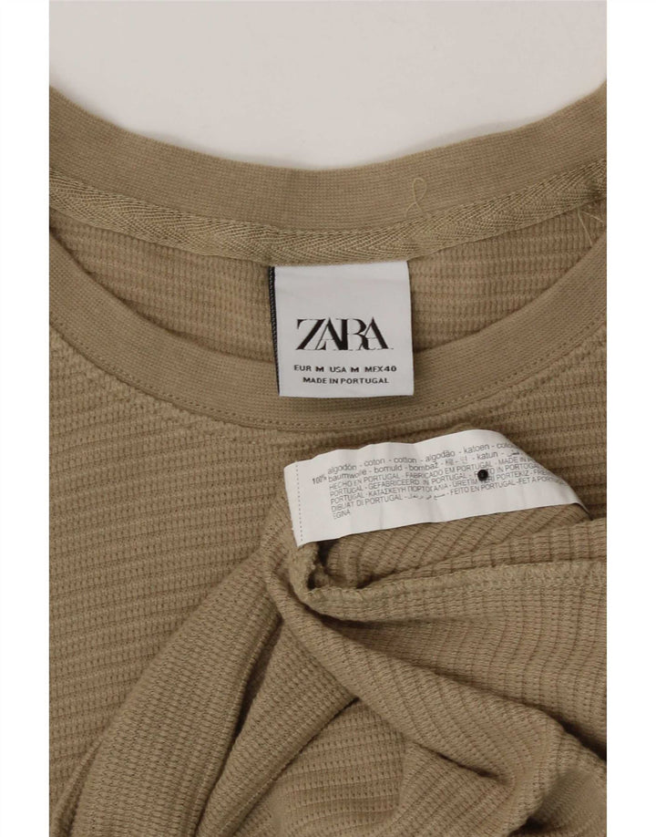 Ανδρικό T-Shirt Zara Τοπ μεσαίο καφέ βαμβακερό