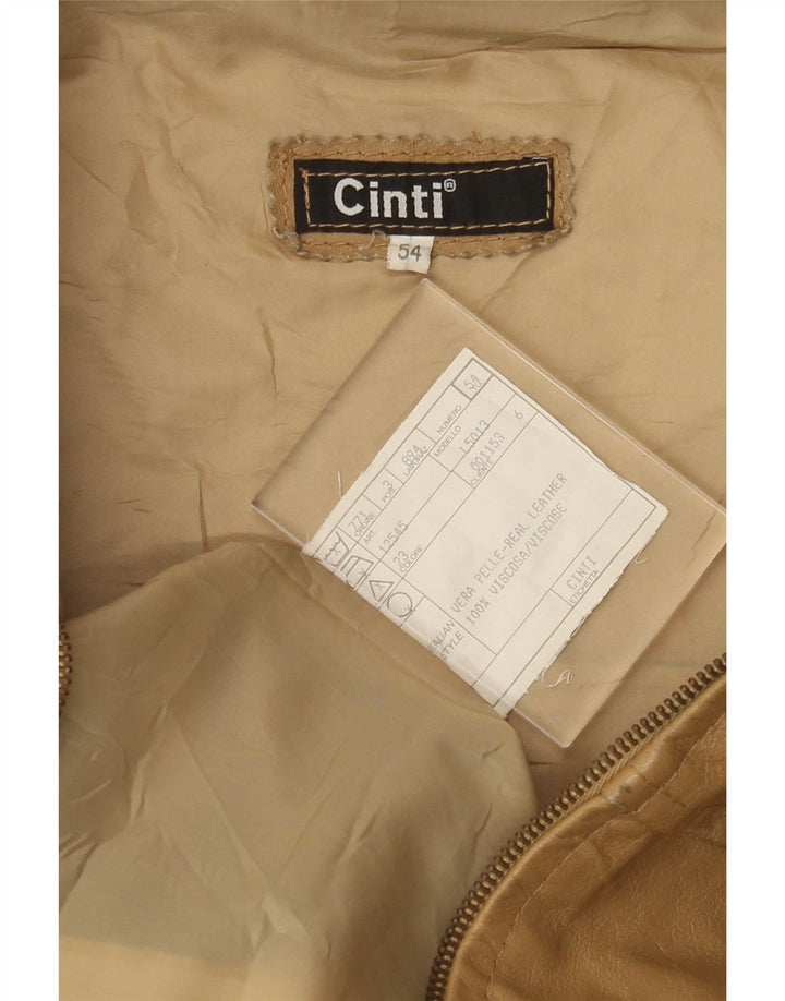 CINTI Mens Leather Jacket IT 54 2XL Beige Leather Vintage CINTI and Second-Hand CINTI from Messina Hembry 