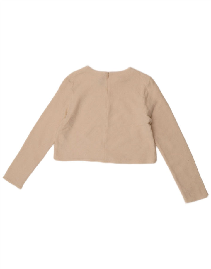 Zara Γυναικείο πουλόβερ με λαιμόκοψη Crop Crop UK 12 Medium Off White Wool