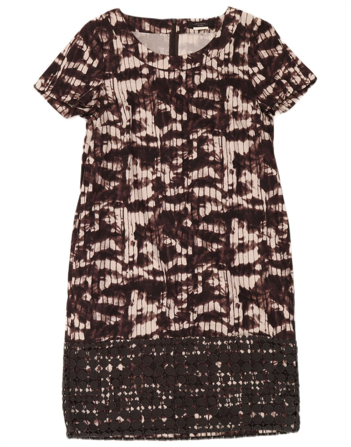 Max Mara Γυναικείο Abstract Pattern Shift φόρεμα UK 12 Medium Burgundy