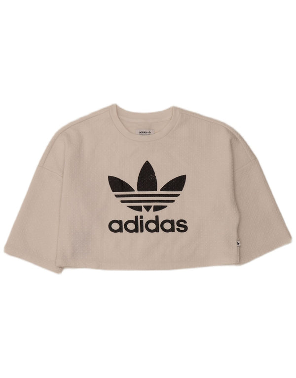 Γυναικείο T-Shirt Adidas Crop Oversized γραφικό Top 10 Small White