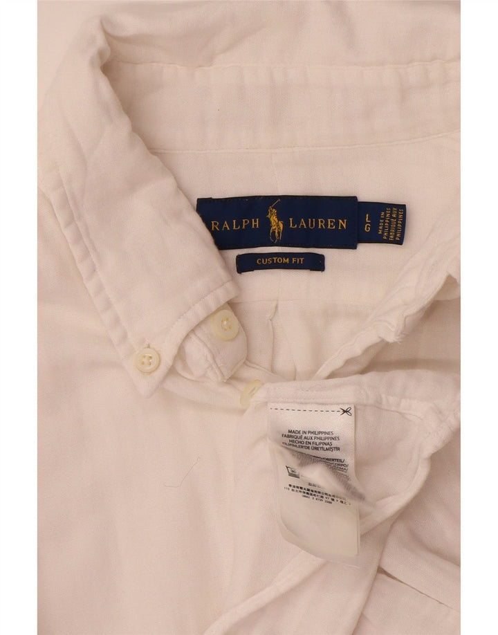 Ανδρικό πουκάμισο Ralph Lauren με μεγάλη εφαρμογή, λευκό βαμβακερό