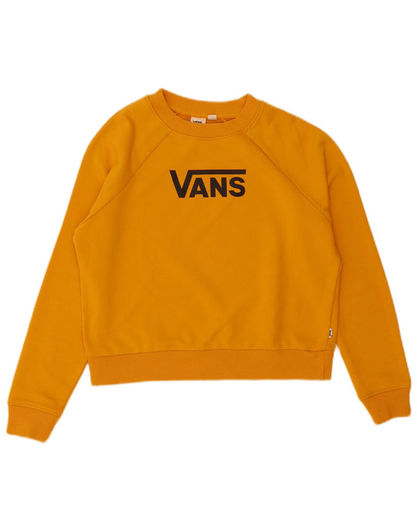 Vans Womens Crop Graphic Oversized Φούτερ Jumper UK 6 XS Yellow