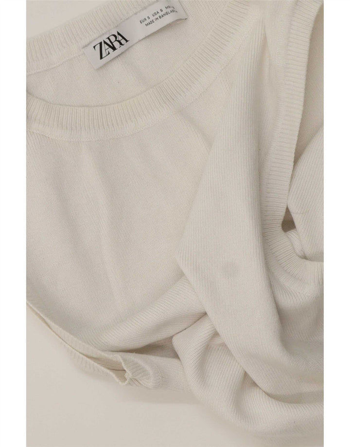 Zara Γυναικείο Γιλέκο Crop UK 8 Small White