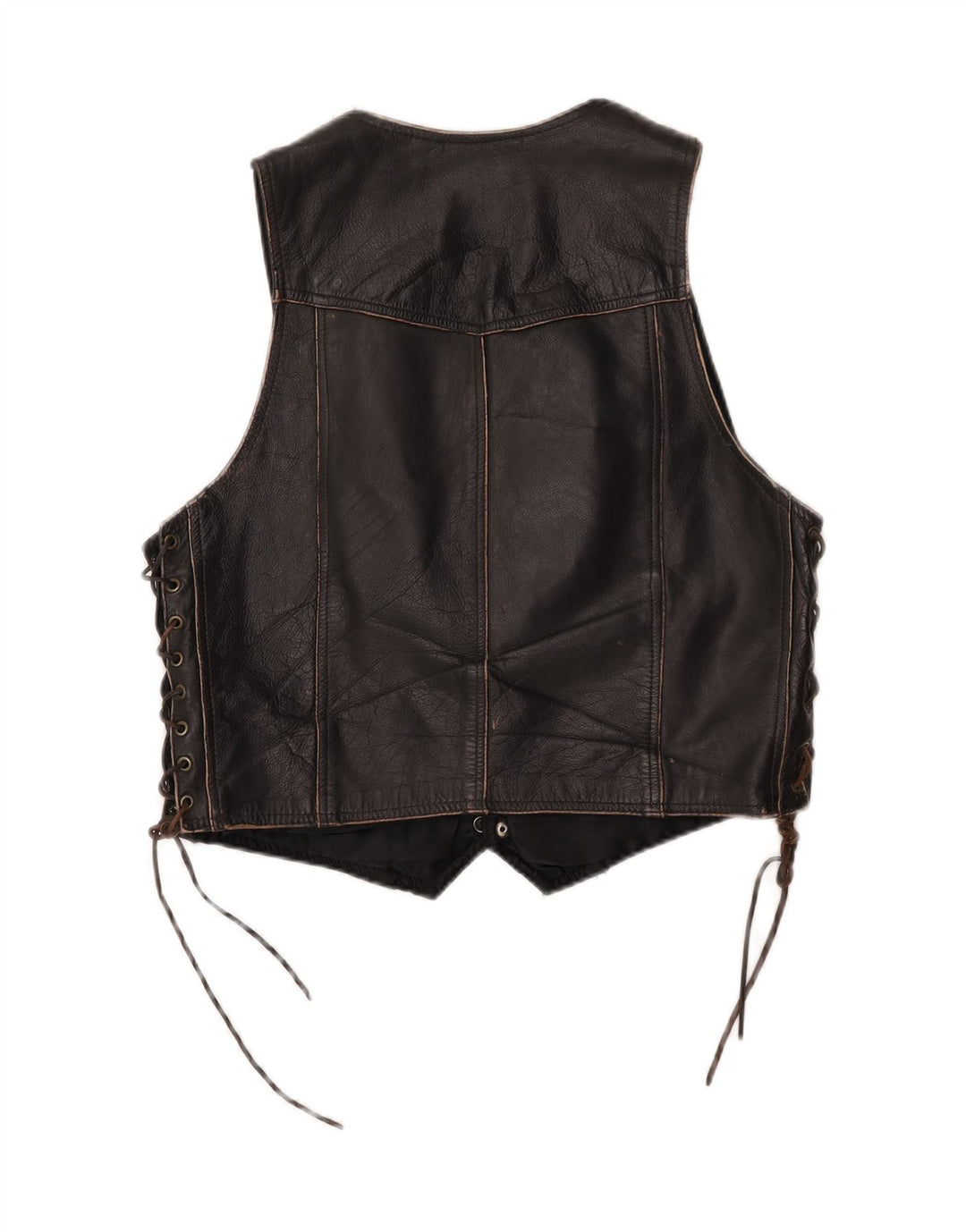 Vintage Ανδρικό Crop Leather Gilet IT 52 XL Μαύρο δέρμα