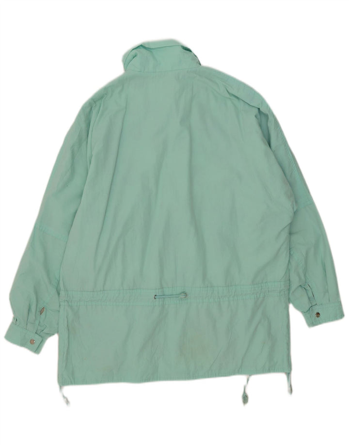Vintage γυναικείο γραφικό αντιανεμικό μπουφάν UK 16 μεγάλο τιρκουάζ πολυεστέρα