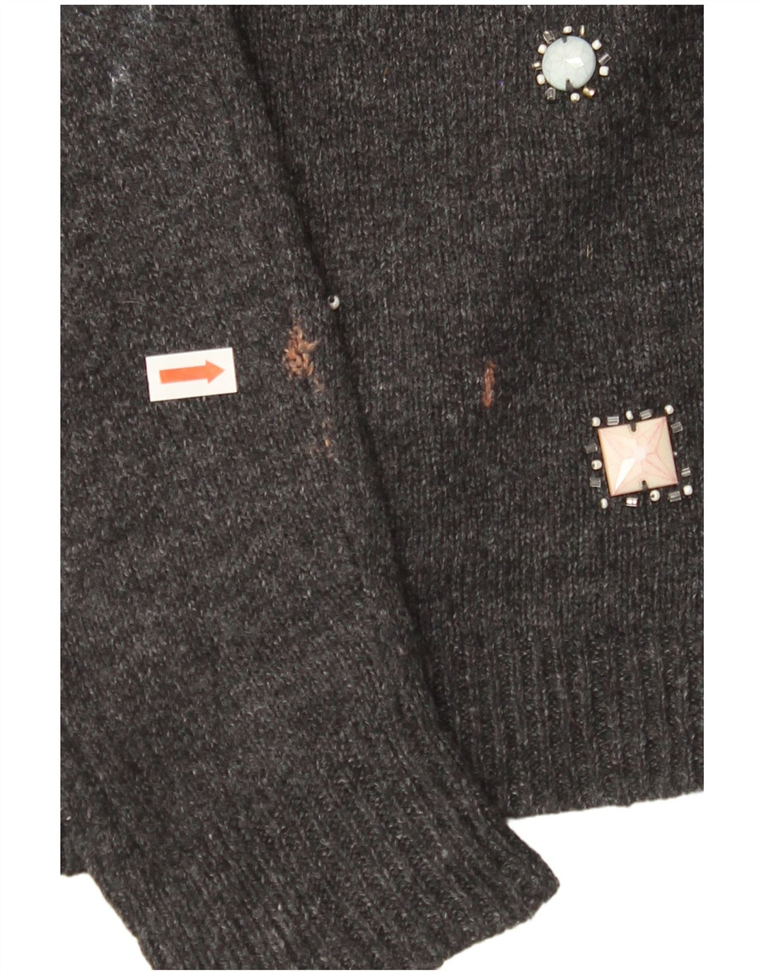 MONSOON Γυναικείο πουλόβερ με λαιμόκαυστο UK 12 μεσαίο βαμβακερό γκρι