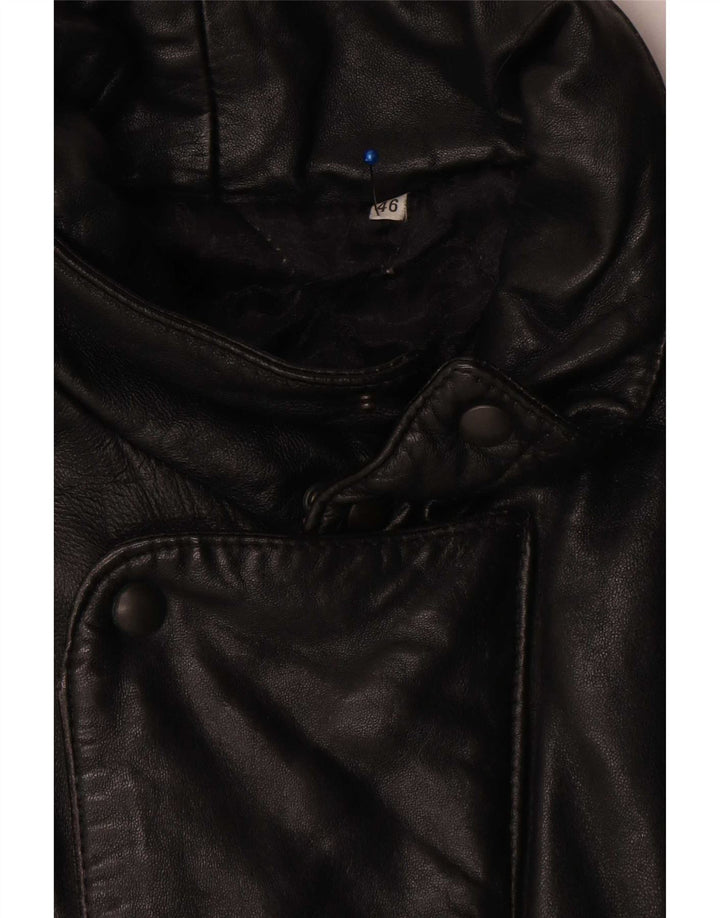 Vintage Ανδρικό Bomber Δερμάτινο Μπουφάν UK 46 3XL Μαύρο Δερμάτινο
