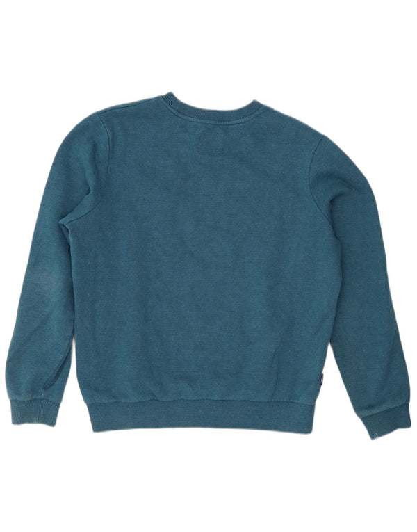 Superdry Γυναικεία γραφική μπλούζα υπερμεγέθη Jumper UK 10 Small Blue Cotton