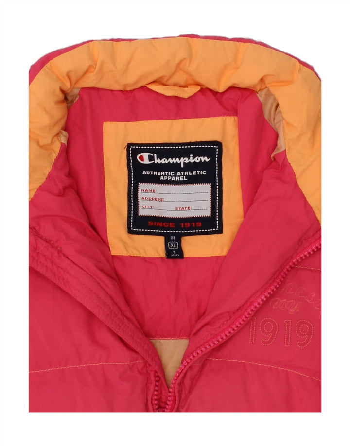 CHAMPION Girls Padded Jacket 2-3 Years  XL  Pink Polyester Vintage Champion and Second-Hand Champion from Messina Hembry 