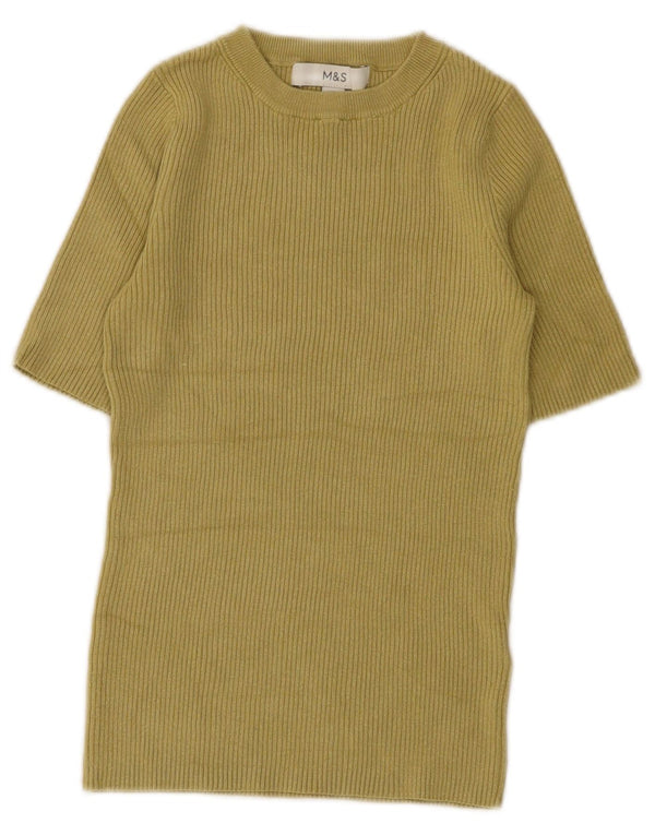 Marks & Spencer Γυναικείο πουλόβερ Crop Crew Neck Jumper UK 6 XS Khaki