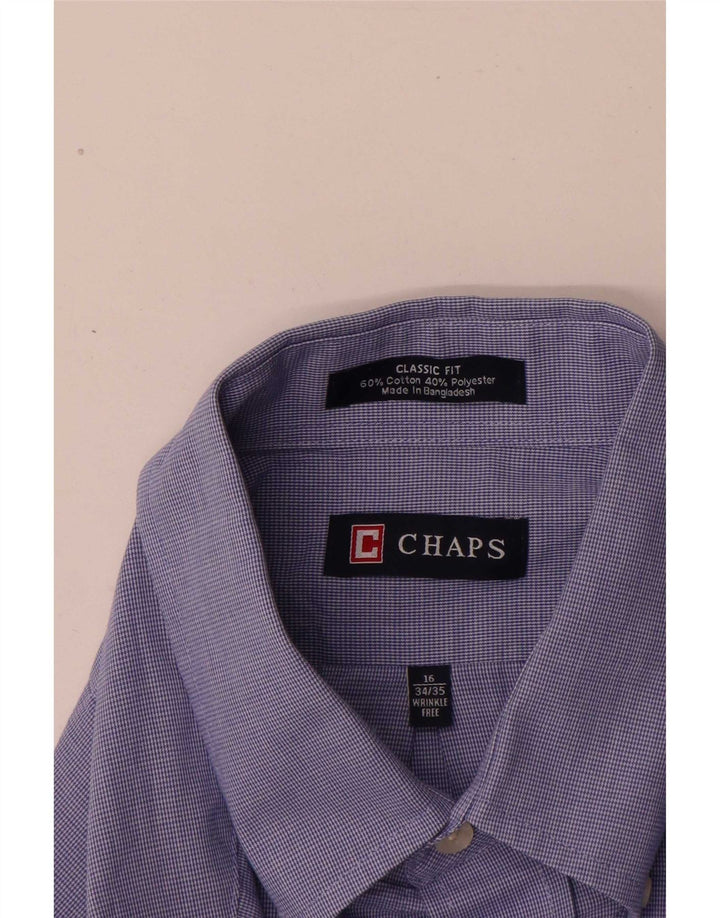 Chaps Ανδρικό πουκάμισο Classic Fit Μέγεθος 16 Μεγάλο μπλε βαμβακερό Houndstooth
