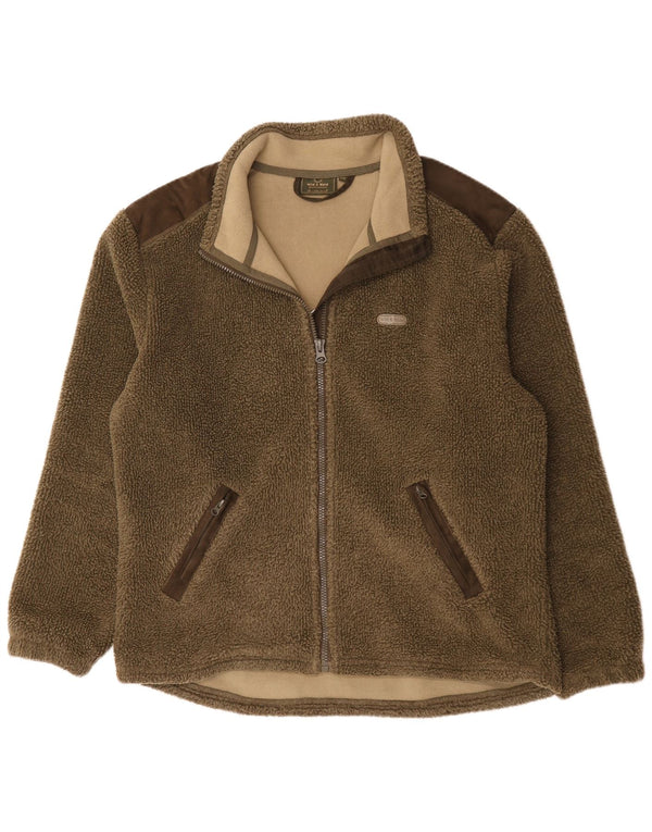 Vintage Ανδρικό Fleece Jacket UK 44 2XL Khaki Colorblock Polyester