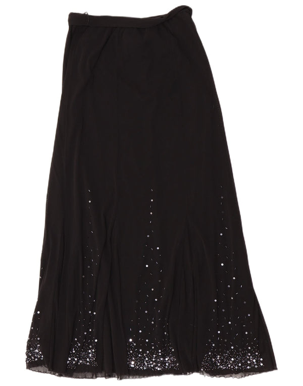 Per Una γυναικεία κανονική Maxi φούστα UK 12 Medium W28 Black Polyamide