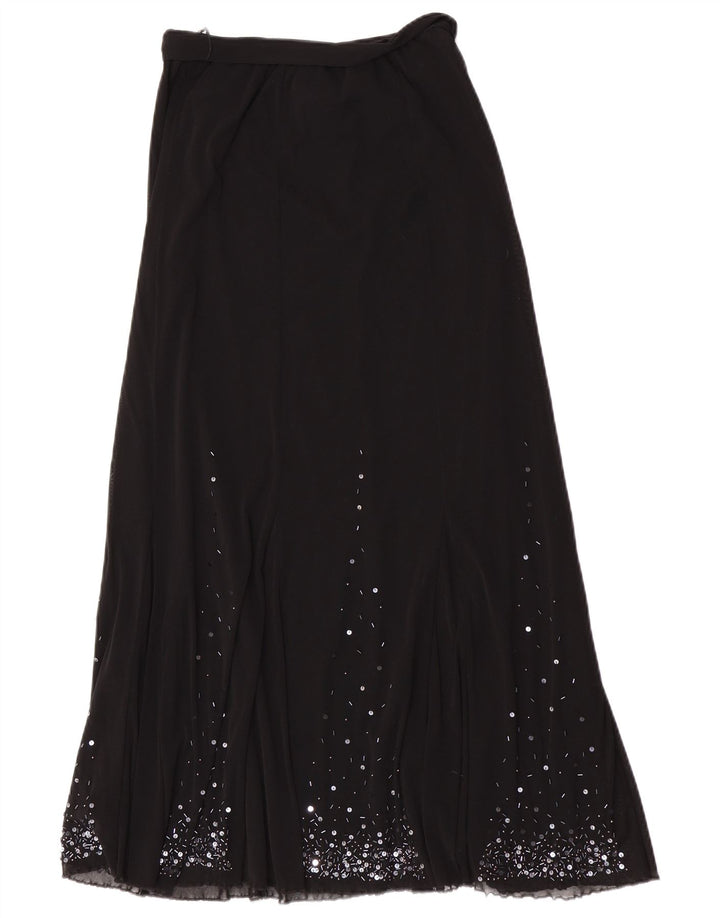 Per Una γυναικεία κανονική Maxi φούστα UK 12 Medium W28 Black Polyamide