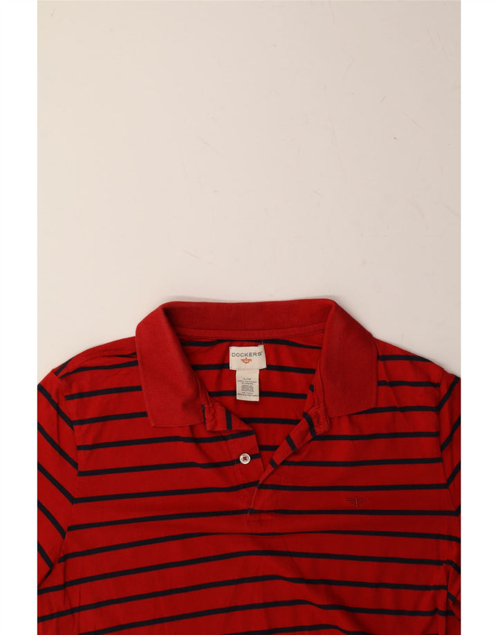 DOCKERS Mens Polo Shirt Large Red Striped Cotton Vintage Dockers and Second-Hand Dockers from Messina Hembry 