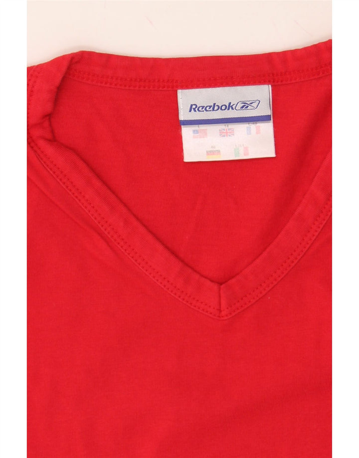 REEBOK Womens T-Shirt Top UK 14 Medium Red Cotton Vintage Reebok and Second-Hand Reebok from Messina Hembry 