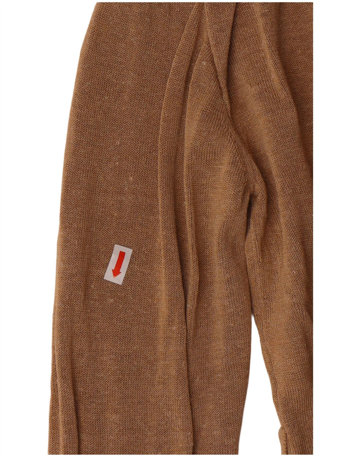 J. CREW Womens V-Neck Jumper Sweater UK 14 Medium Brown Linen