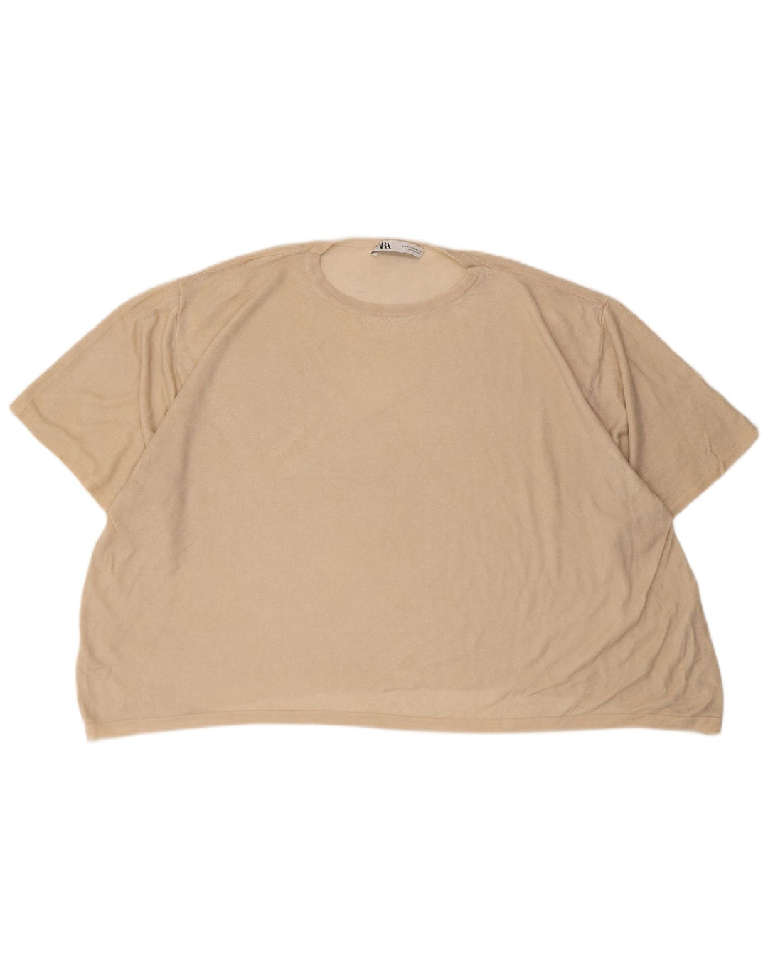 Zara Γυναικείο T-Shirt Top UK 14 Medium Beige Viscose