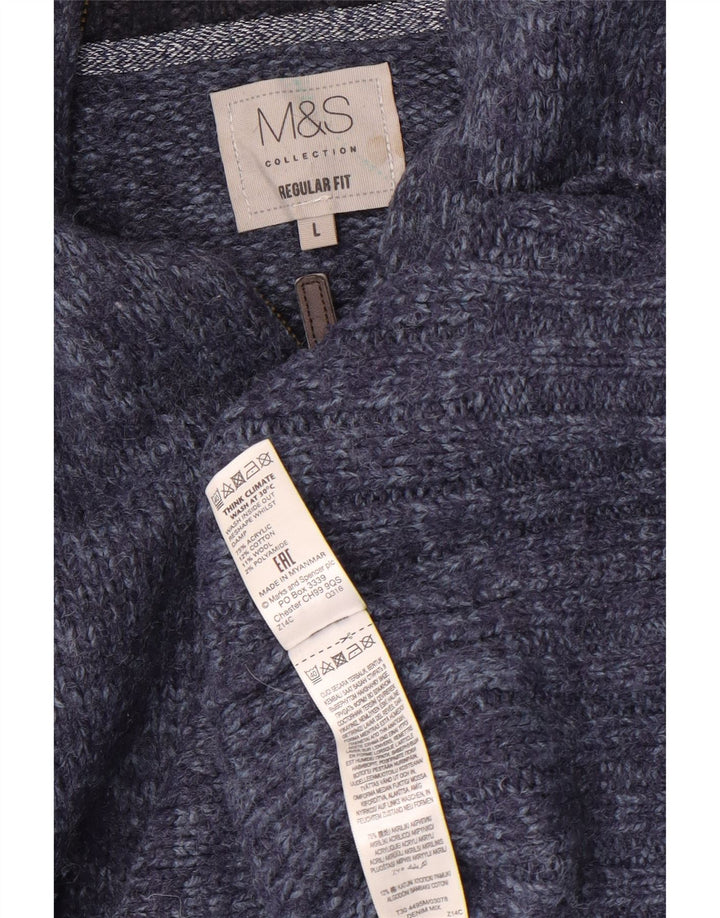 Marks & Spencer Ανδρικό πουλόβερ με κανονική εφαρμογή με φερμουάρ με μεγάλο μπλε φλύκταινα