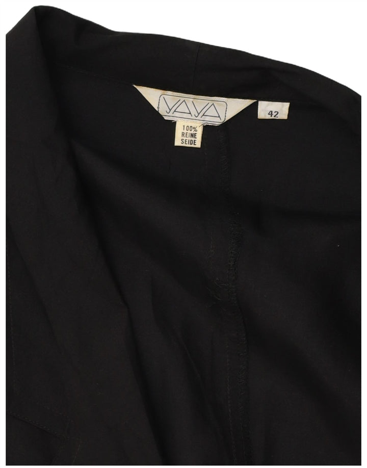 VINTAGE Γυναικείο μπλέιζερ με 2 κουμπιά μπουφάν EU 42 Μεγάλο μαύρο μεταξωτό