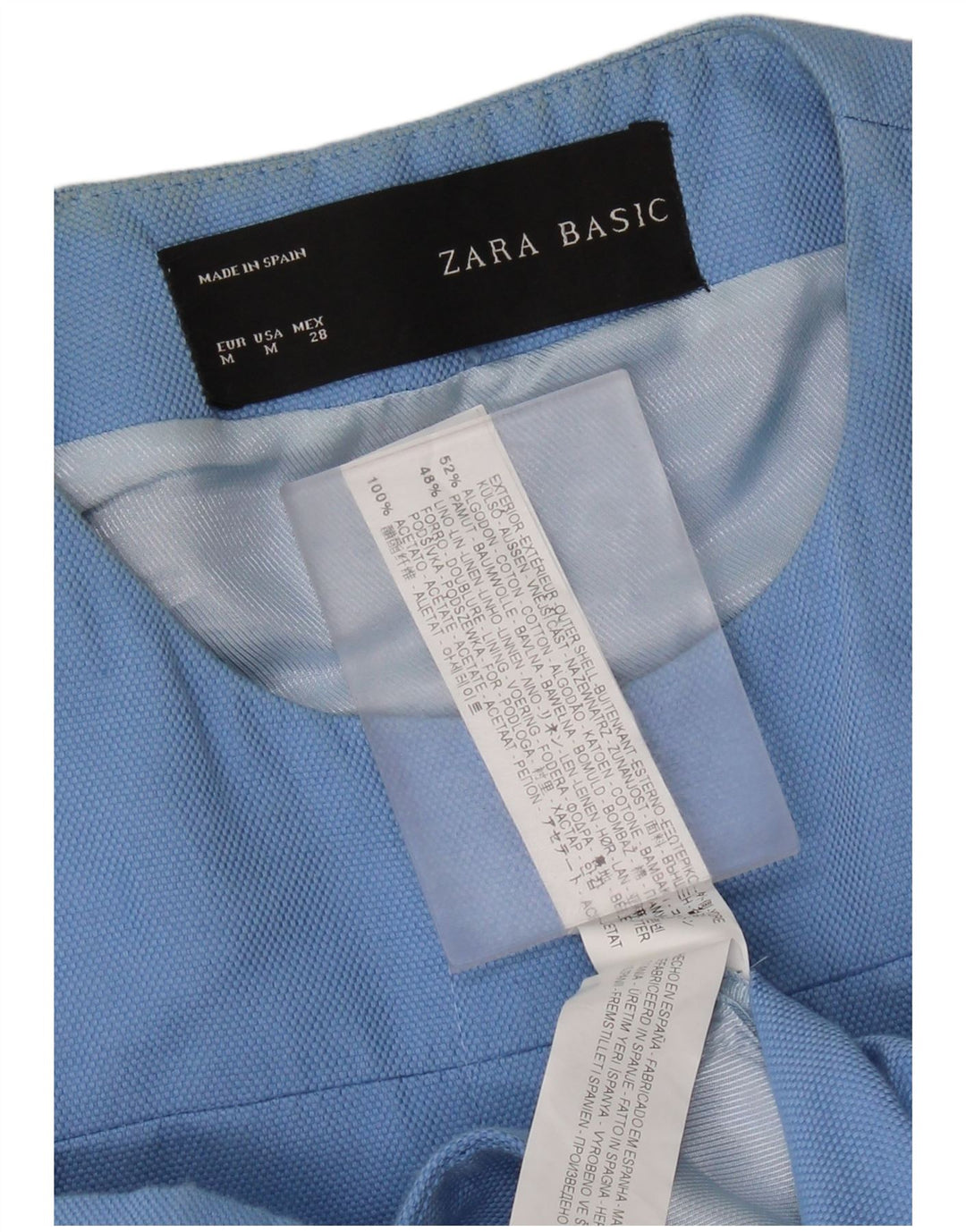 Zara Γυναικείο Πανωφόρι UK 12 Medium Blue Cotton